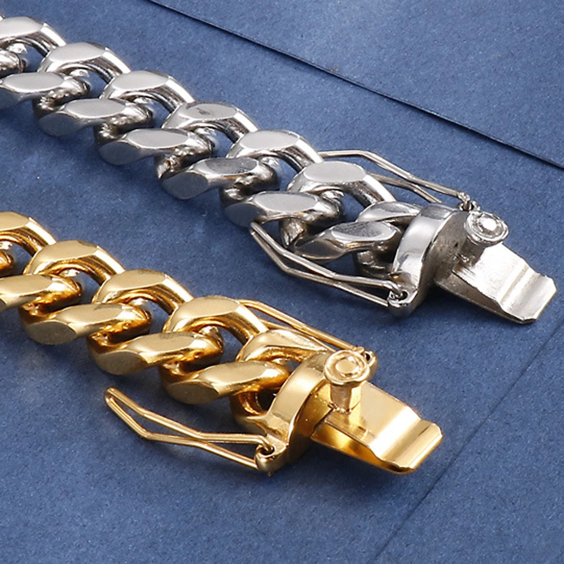 

New Gold Silver Color Curb Cuban Chain Stainless Steel Necklace Bracelet For Men Women Boys Fashion Jewelry Gift 12mm 7-40inch