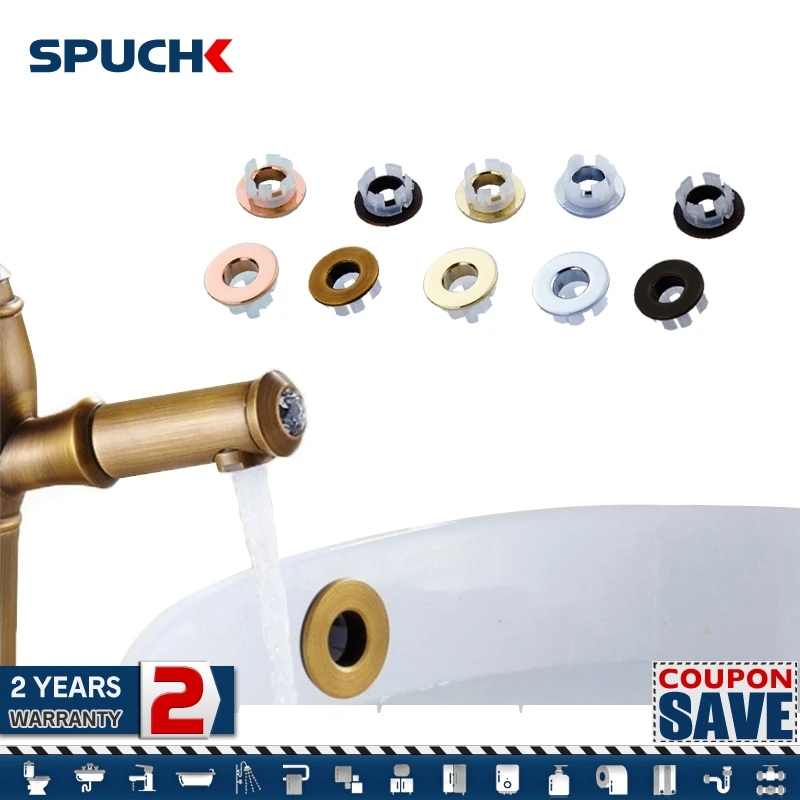 

Bathroom Basin Brass Faucet Sink Overflow Cover Black Silver Gold Vintage Bronze With Six-foot Ring Insert Replacement