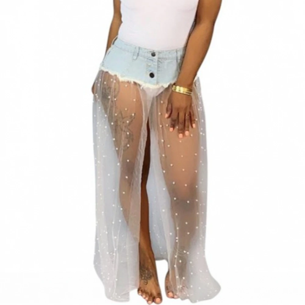 

Женская длинная юбка-макси с высокой талией и оборками