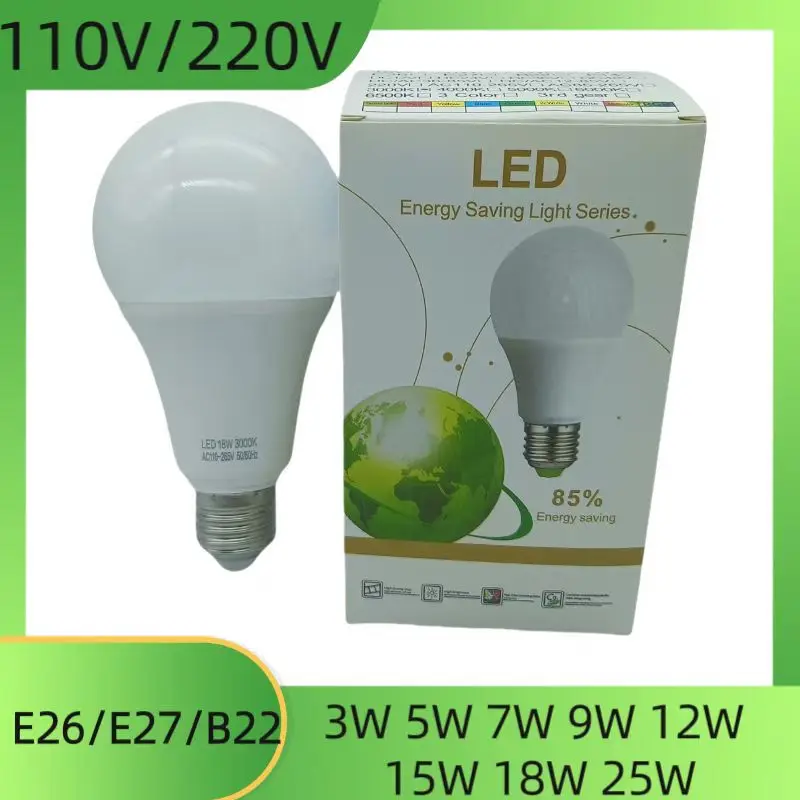 Энергосберегающая светодиодная лампа 110 В 220 E26 E27 B22 Белый Теплый белый цвет