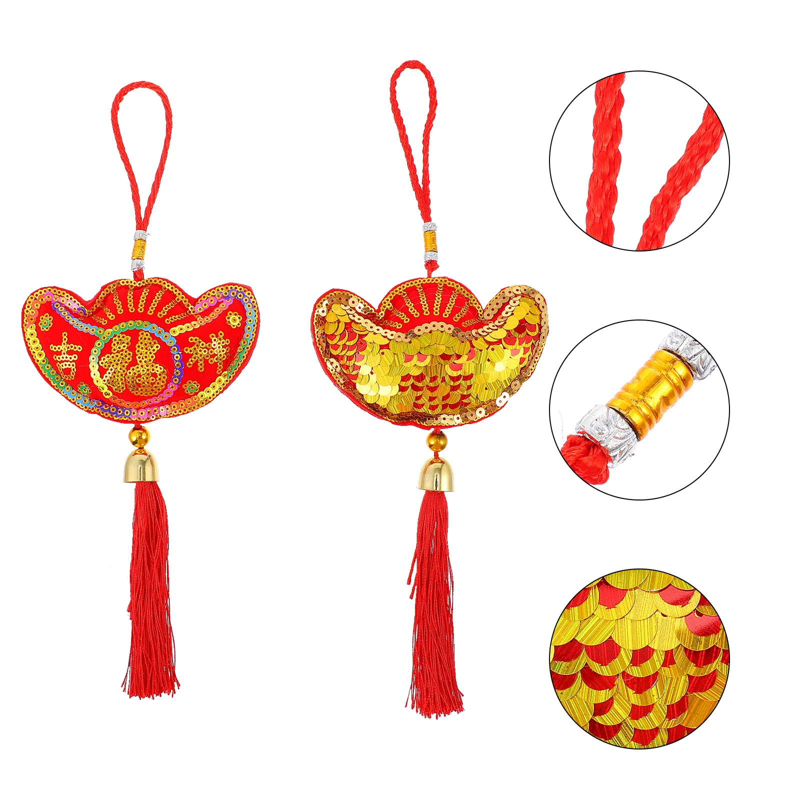 

2 Pcs Spring Festival Hanging Ornament Red Gift Chinese Fu Decoration Car Pendant Ingot Pendant Lucky New Year Hanging Tag