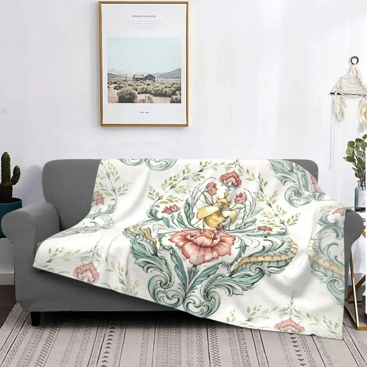 

Antique Pattern - Beetle And Blanket Bedspread On The Bed Girl Sofa Cover On The Bed Throw Blanket