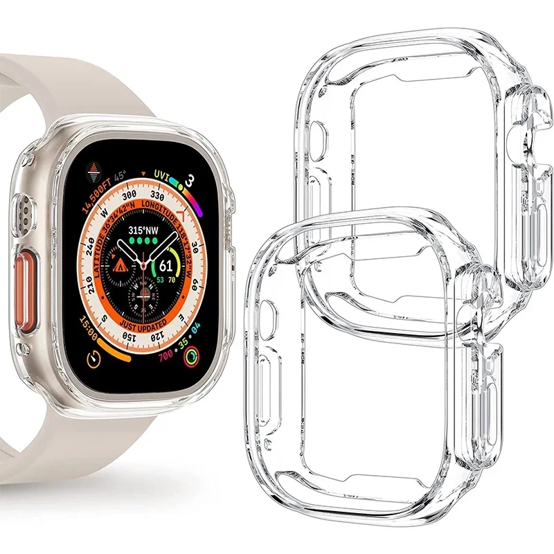 

Полностью мягкий прозрачный защитный чехол для Apple Watch Ultra 49 мм, мягкая защита для экрана из ТПУ, бампер для iWatch Series 8 Ultra 49 мм