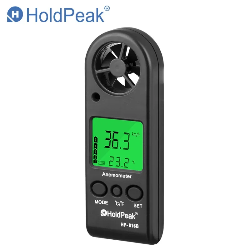 HoldPeak HP-816B Mini Anemometer with Wind Speed Range 0.3 -30m/s and Temperature Measurement