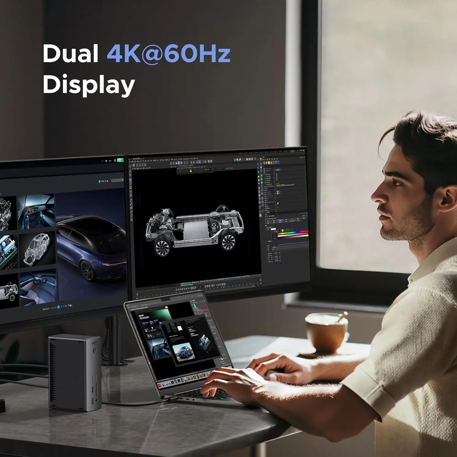 Фото Док-станция Thunderbolt 4 13-в-1, 40 Гбит/с, 2.5GbE, два дисплея 4K/8K, зарядка 90 Вт, порты SD/TF 4.0, для MacBook/Surface Pro №4