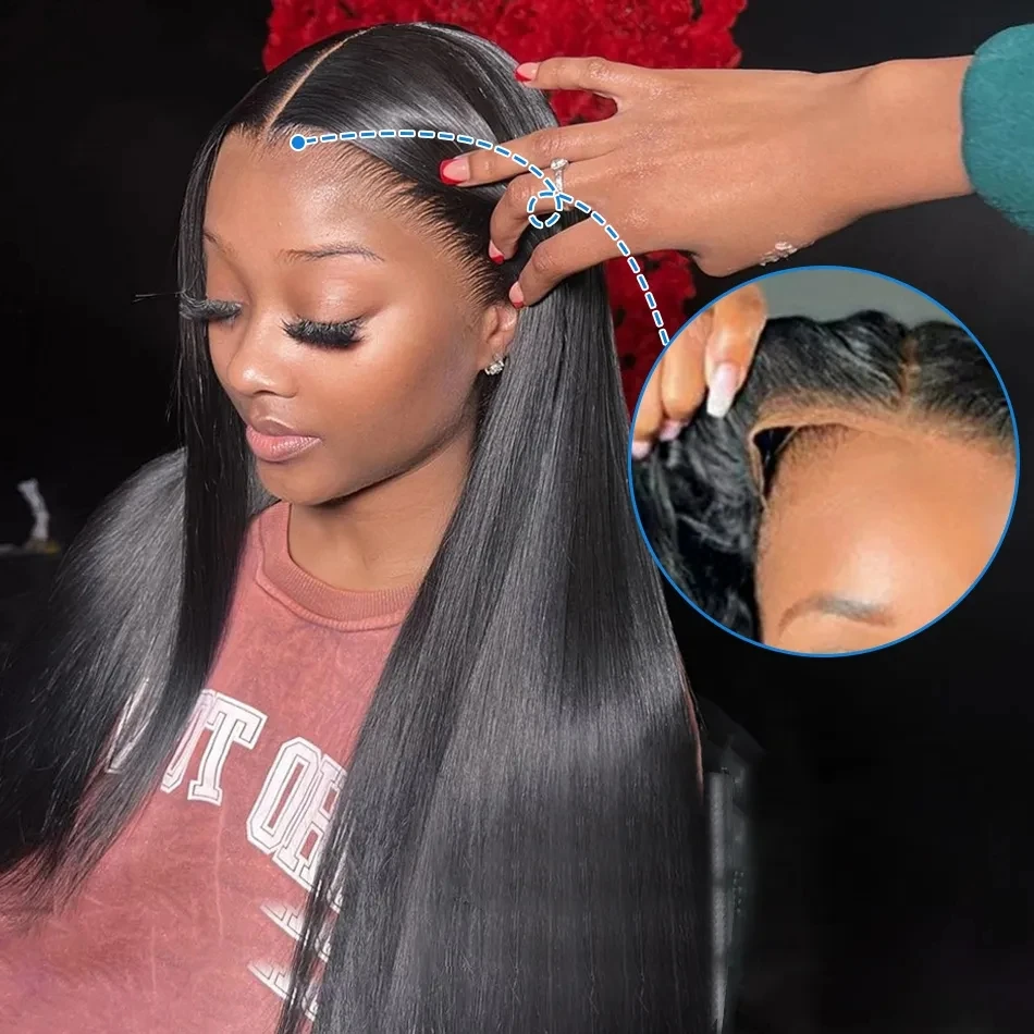 

6x4 5x5 Bone Straight Lace Closure Wig 180 Density Glueless Preplucked Human Hair Wigs Ready To Go Pre Plucked For Black Women