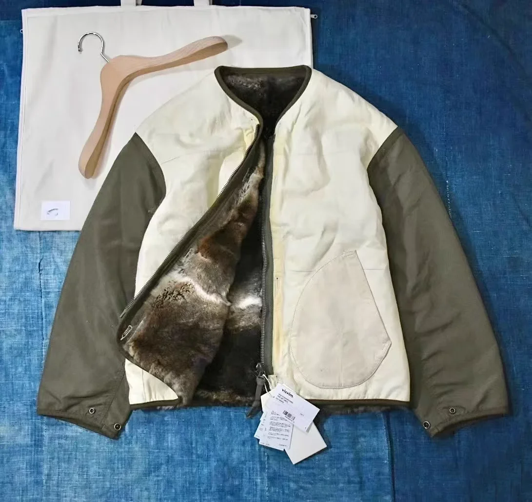 Мужская двусторонняя куртка из овчины VISVIM FIL 24SS IRIS JKT(RBT) кроличьего меха