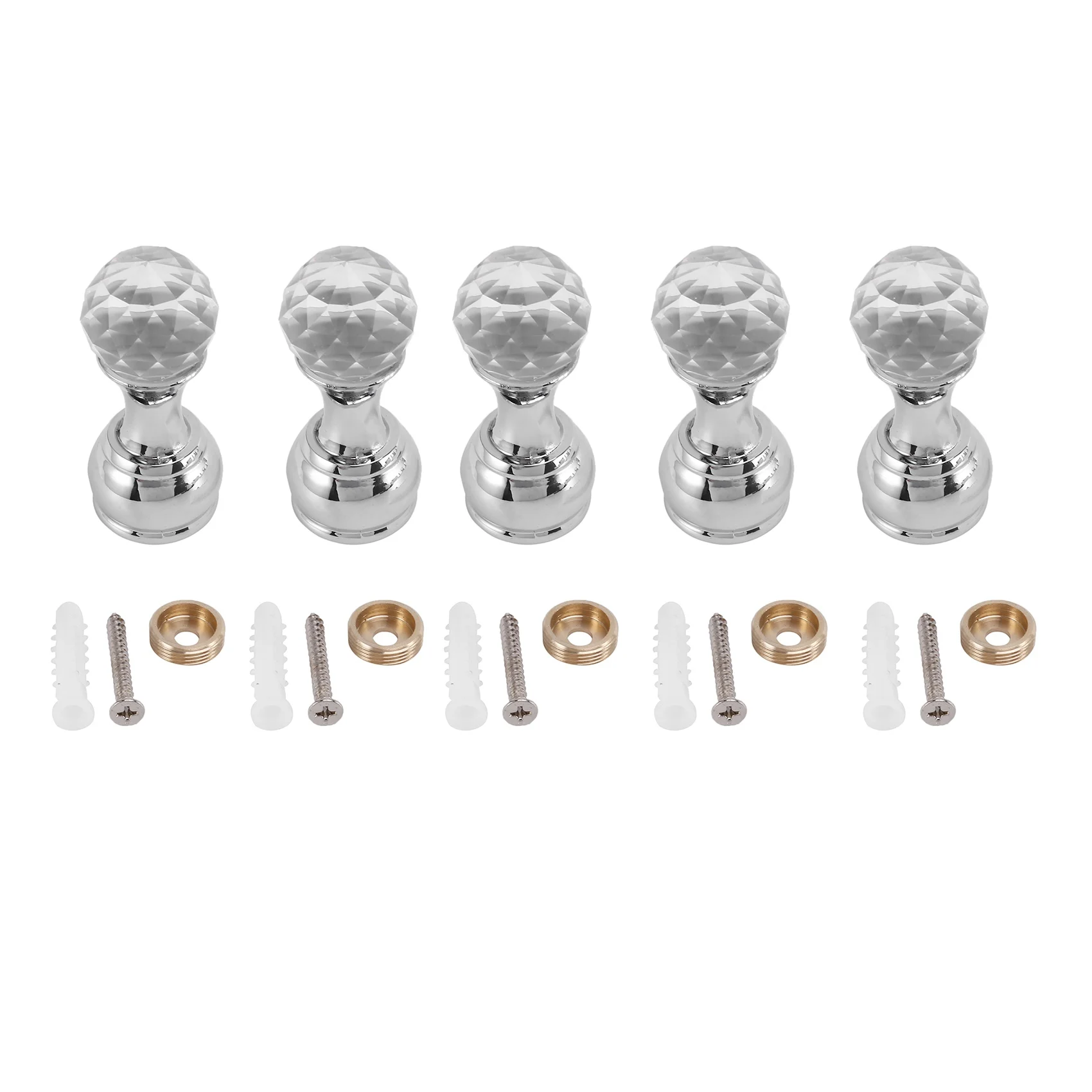 

5Pc Crystal Decorative Wall Hooks Towel Hook Brass Coat Hook Hangers Wall Mounted Robe Hook Bathroom Accessories