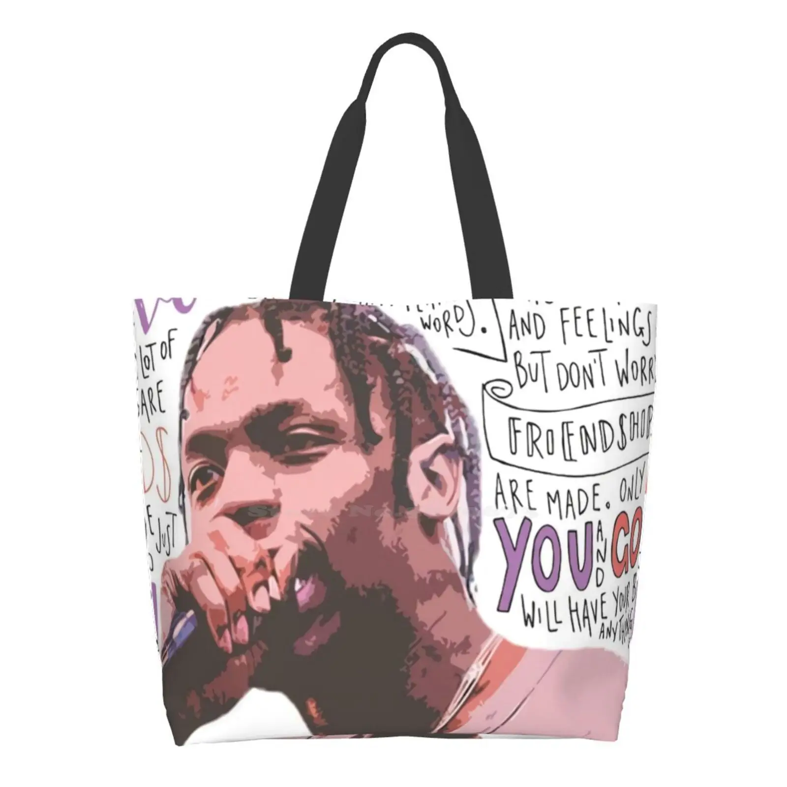 

Travis Poster Designer Handbags Shopping Tote Rap Music Hiphop Drake Lil Uzi Vert Playboicarti Kanyewest Rapper Migos