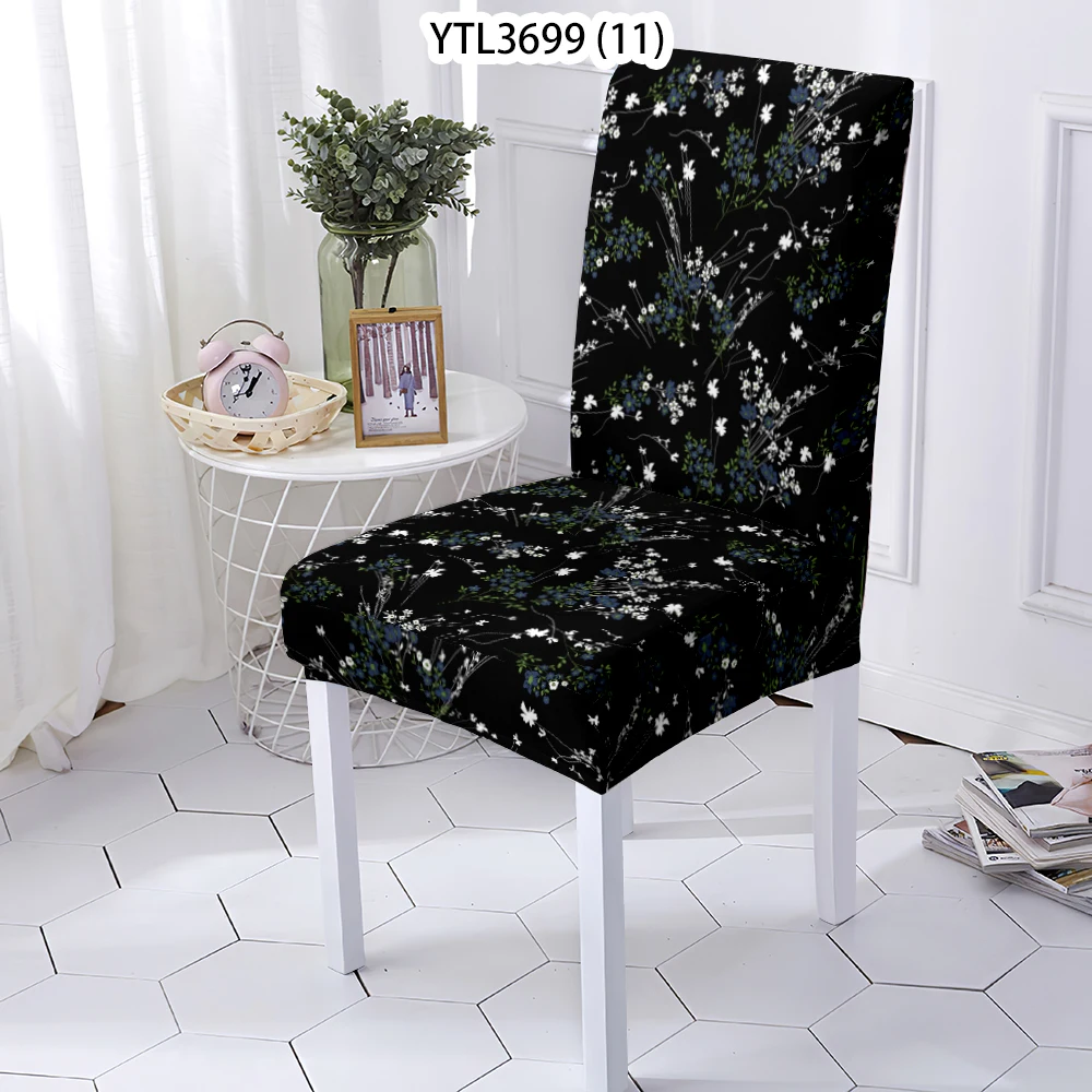 

Tropical Green Leaves Flowers Chair Cover for Dining Room Spandex Chairs Covers High Back for Living Room Party Home Decoration