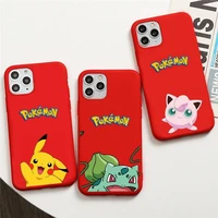 cute cartoon pokemon pikachu phone case for iphone 13 12 11 pro max mini xs 8 7 6 6s plus x se 2020 xr red cover