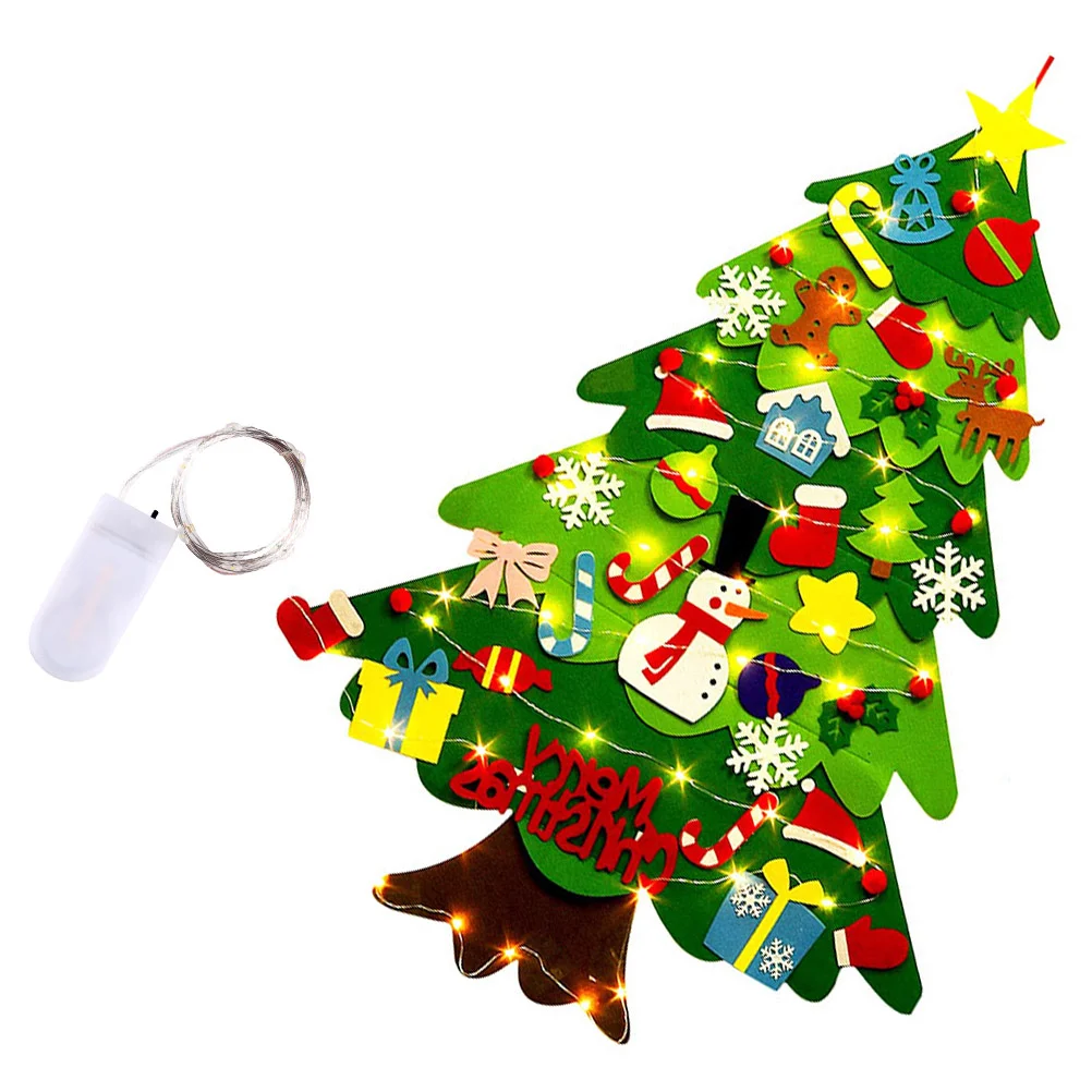 

Felt Christmas Tree Hanging Decor House Decorations Home Fairy Stickers DIY Wall Light Post Kids Gifts