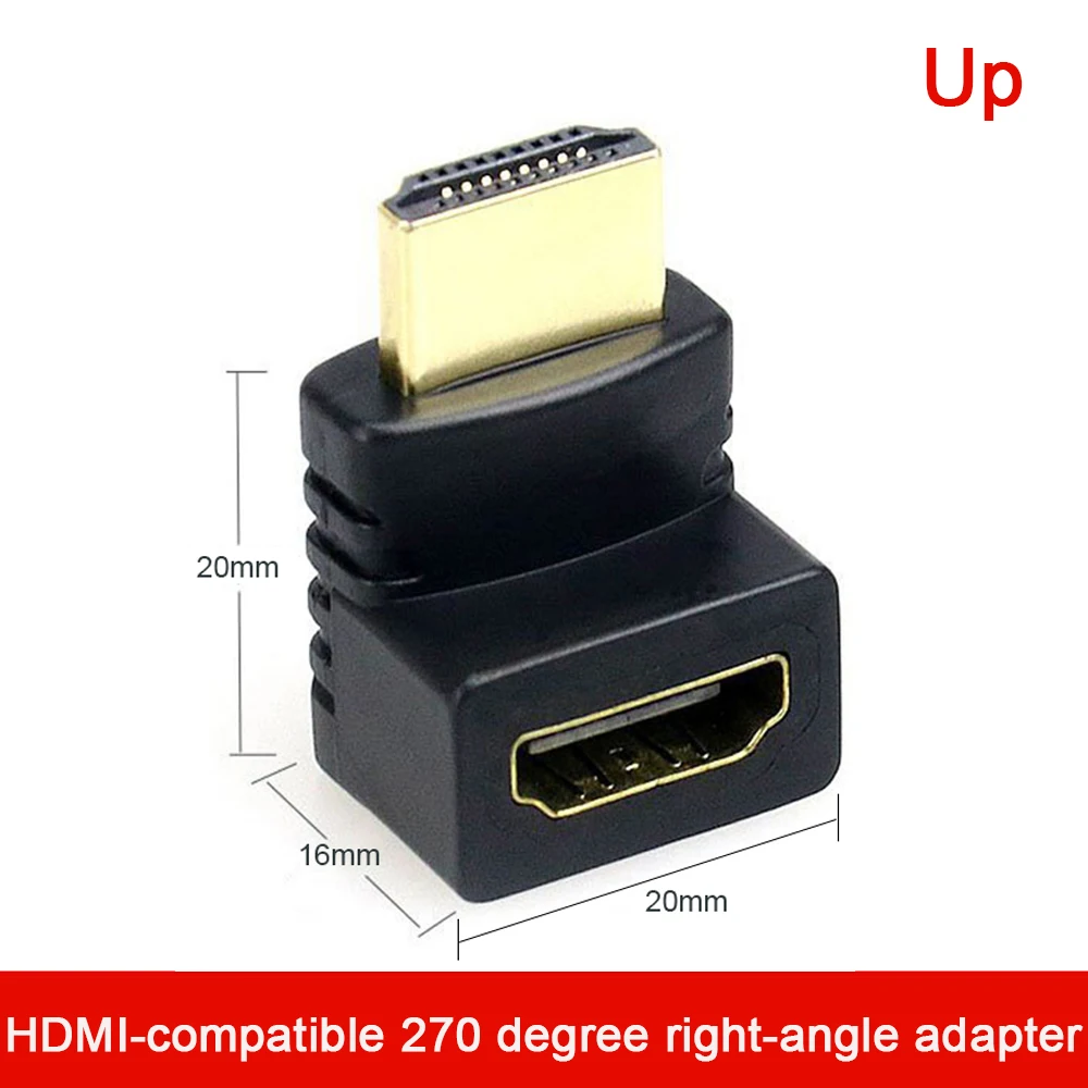 Фото HDMI-совместимый адаптер под прямым углом 90 градусов HDMI-совместимый конвертер 270 градусов штекер-гнездо удлинитель угловой разъем №4