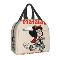 mafalda bicycle 3 wheels thermal insulated lunch bag women quino manga cartoon resuable lunch container multifunction food box