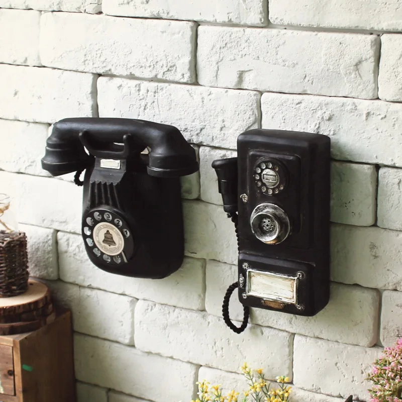 

Bar Style Home Decoration Retro Antique Finish Ornaments Wall-Mounted Telephone