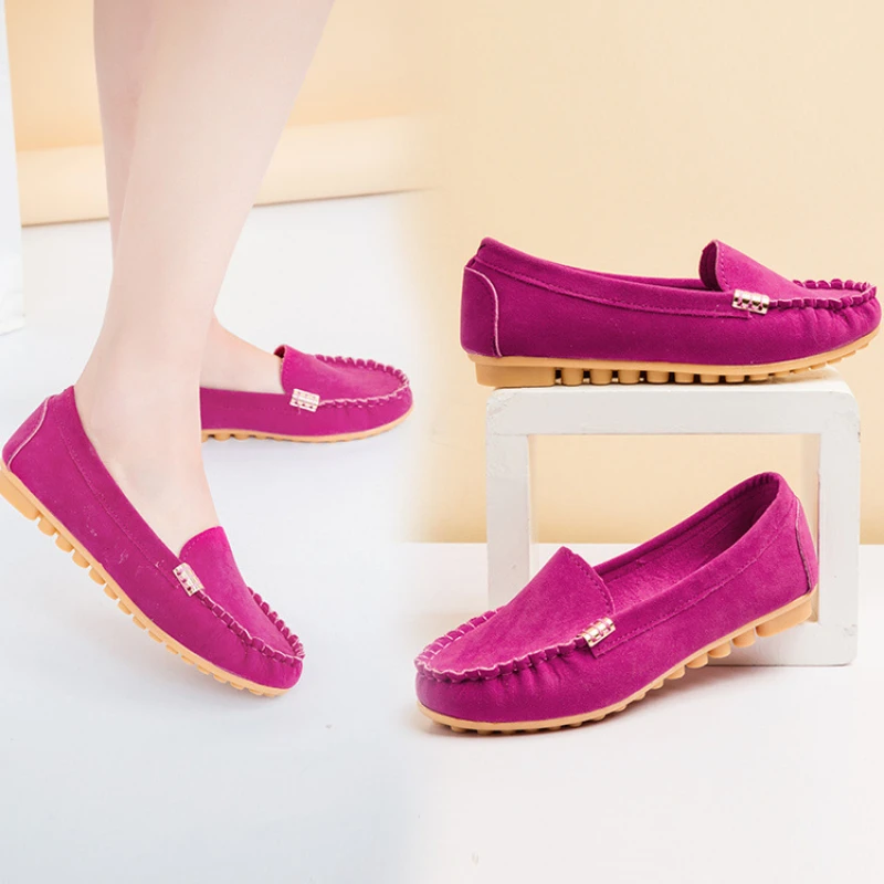 New Women Flat Shoes Trendy Round Toe Peas Shoes Casual Slip-on Loafers Women's Comfortable Driving Shoes Non-slip Walking Shoes