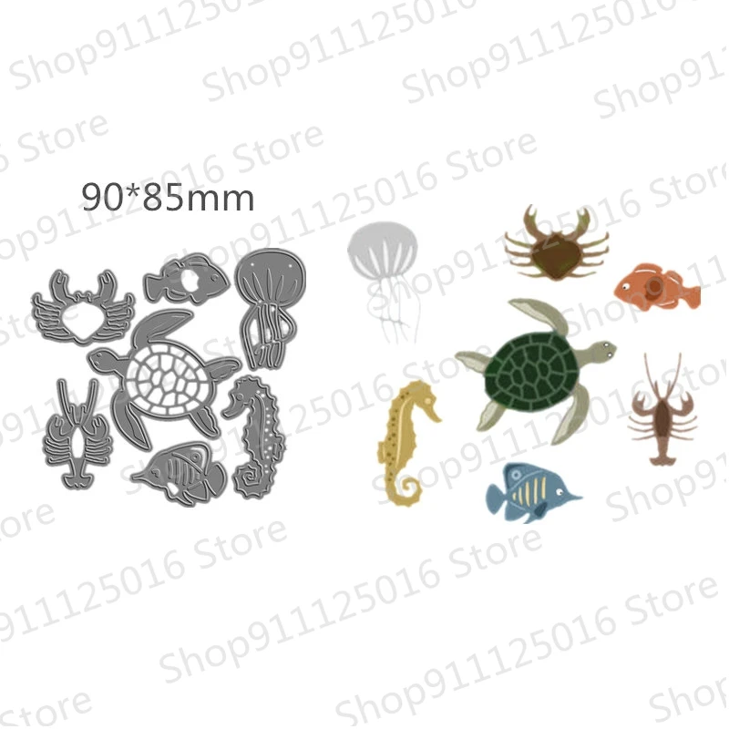 2021 New Metal Cutting Dies Making Gift Background Fish Seabed Turtle Animal Decoration Scrapbooking Frame Card Craft No Stamps