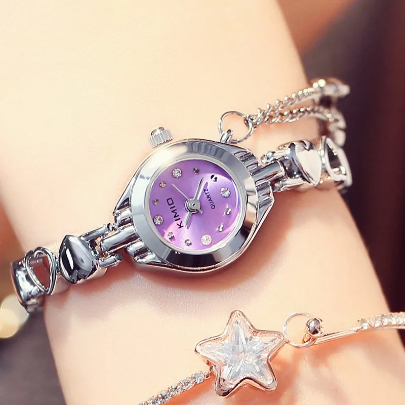 

7486 Kimio fashion watches women stainless steel heart pendant ladies analog quartz-watch montre femme wrist watches relogio