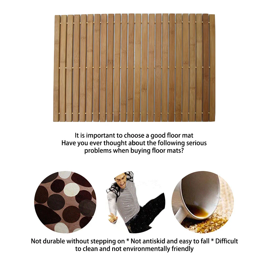 

Stripe Bath Mat Bamboo Outdoor Use Safety Anti-skid Non-Slide Mats Waterproof Floor Kitchen Rugs Household Toilet Use