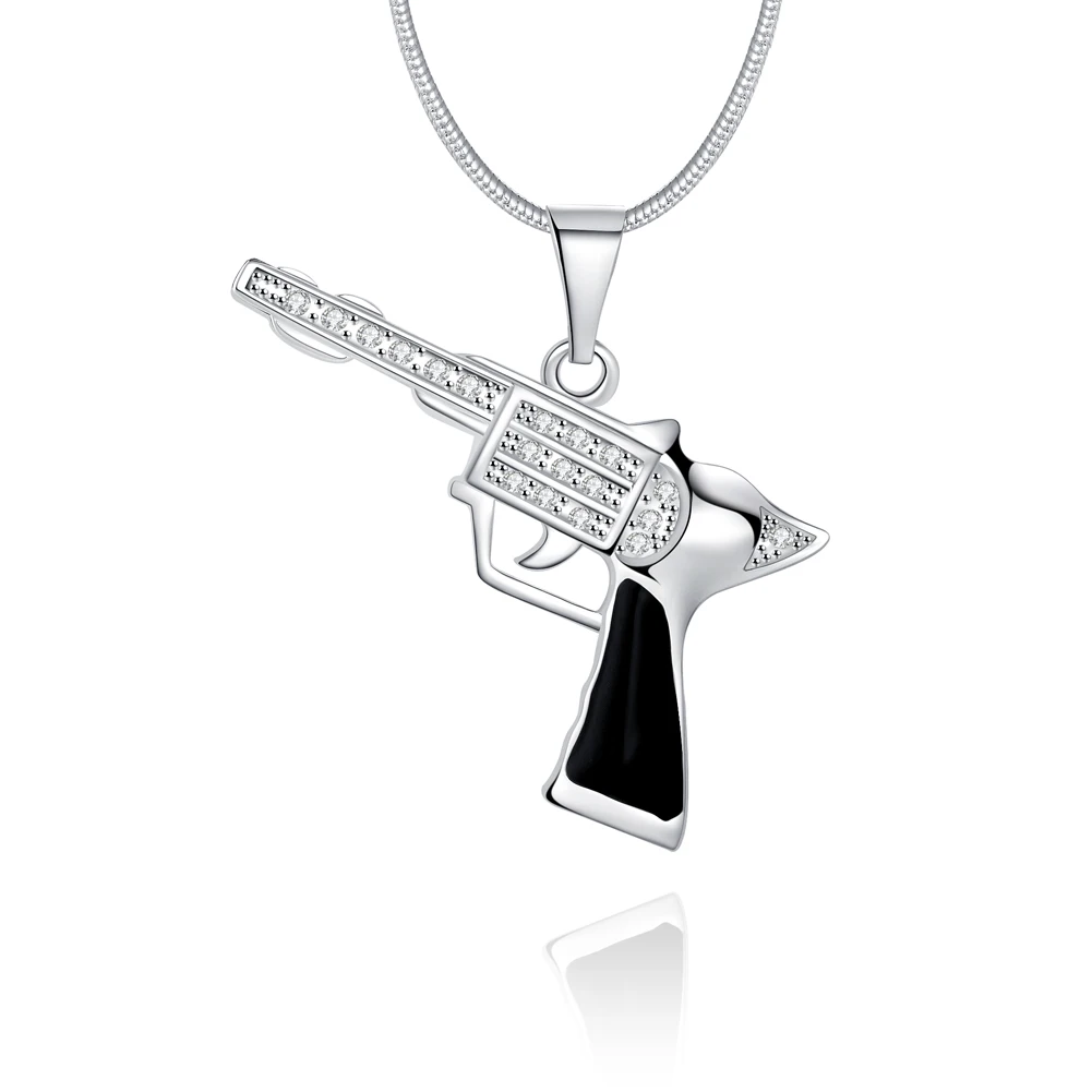 

Silver Necklace Pistol-shaped Diamond Necklace Women's Jewelry