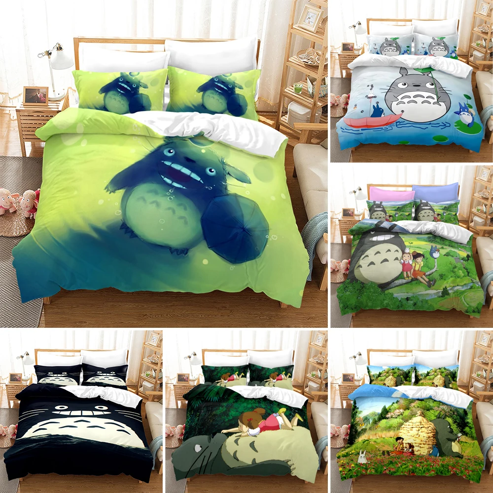 

3D My Neighbor Totoro HD Printed Duvet Cover Queen King Size Cartoon Bedding Set For Bedroom Summer Quilt/Comforter Cover 2/3Pcs