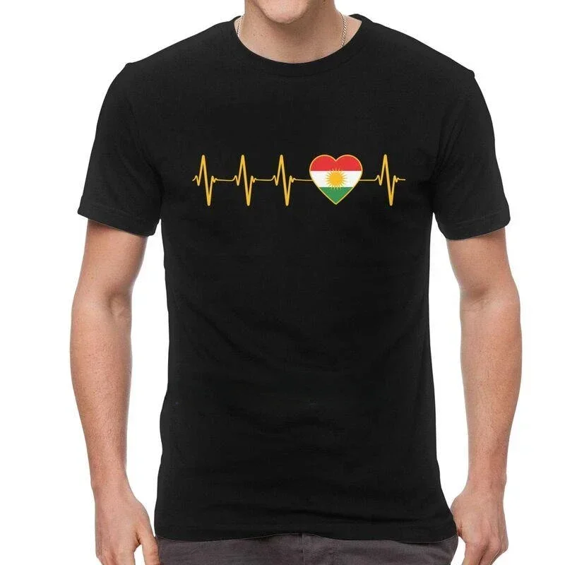 Футболка I Love Kurdistan с изображением пульса и флага топ Harajukkuu уличная футболка
