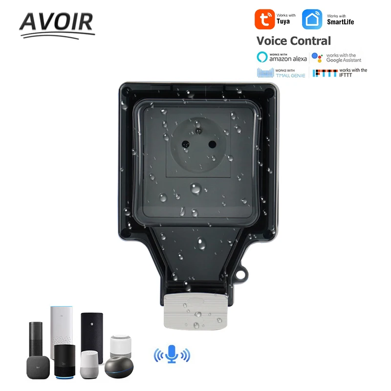 

Avoir Tuya Outdoor Electrical Sockets Wall French Single Double Smart Plug IP66 Waterproof Wifi Connected Socket With Timer 220V