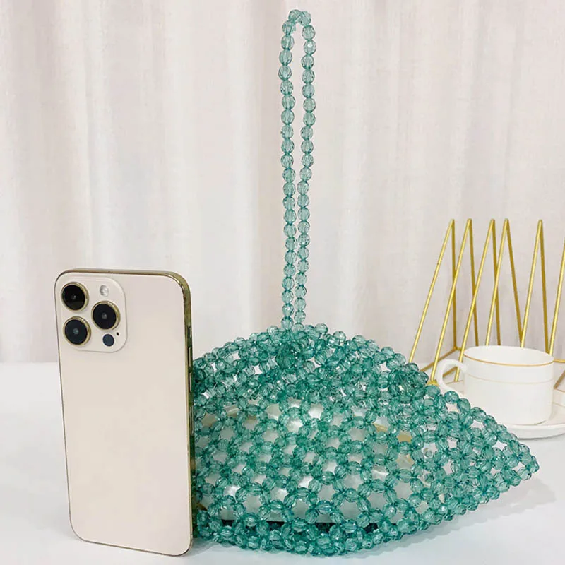 Acrylic Beaded Candy Color Woven Handbag Fashion Dumplings Vegetable Basket Women's Bag