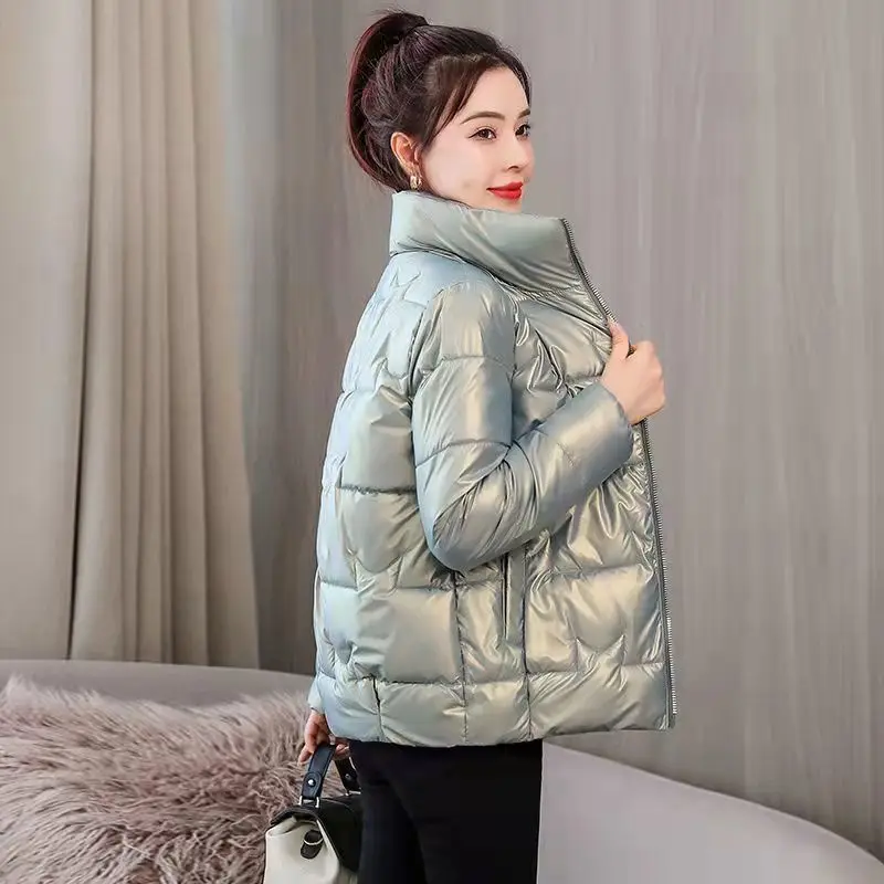 

Winter bright surface wash-free women's padded jacket new short stand collar coat women's thickened down padded jacket