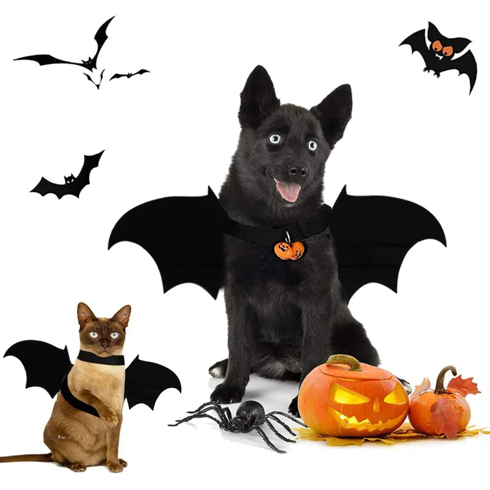 

Pet Halloween Chest Dog Costume Cat Print Bat Wing Bell Model
