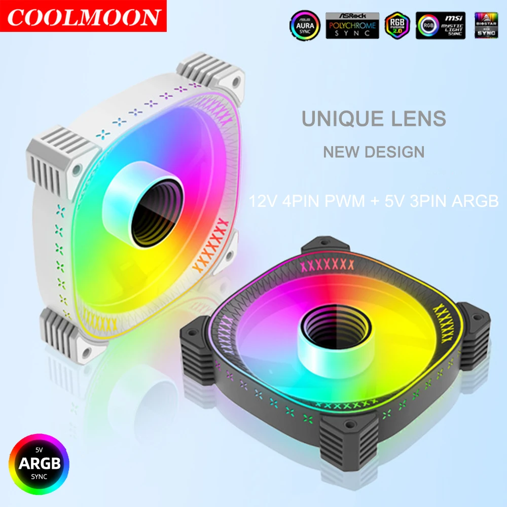 

Coolmoon передний/задний охладитель для ПК, внешний охладитель для ПК, 5 В, 3 контакта, зеркальные вентиляторы 120 мм, охладитель для процессора Aura Sync, радиатор 12 В, 4 контакта, PWM