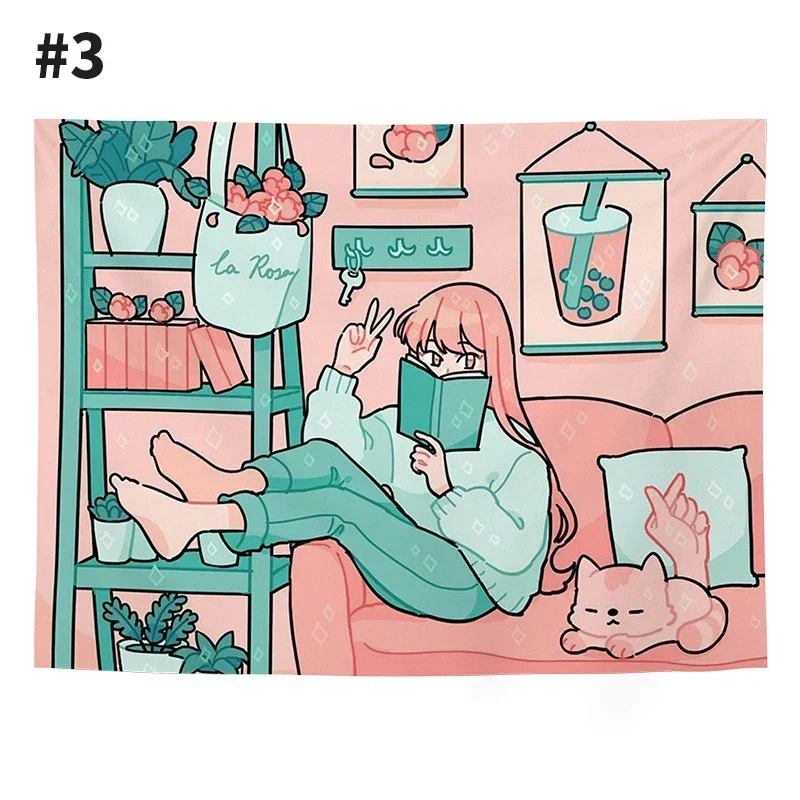 Гобелен настенный подвесной табус девушка ткань живопись фон декор комнаты