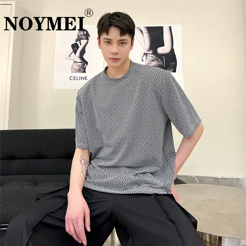 

NOYMEI Summer Personalized Printed Half Sleeve T-shirt Men's Korean All-match Round Neck Mele Top Fashion Trendy 2023 New WA648
