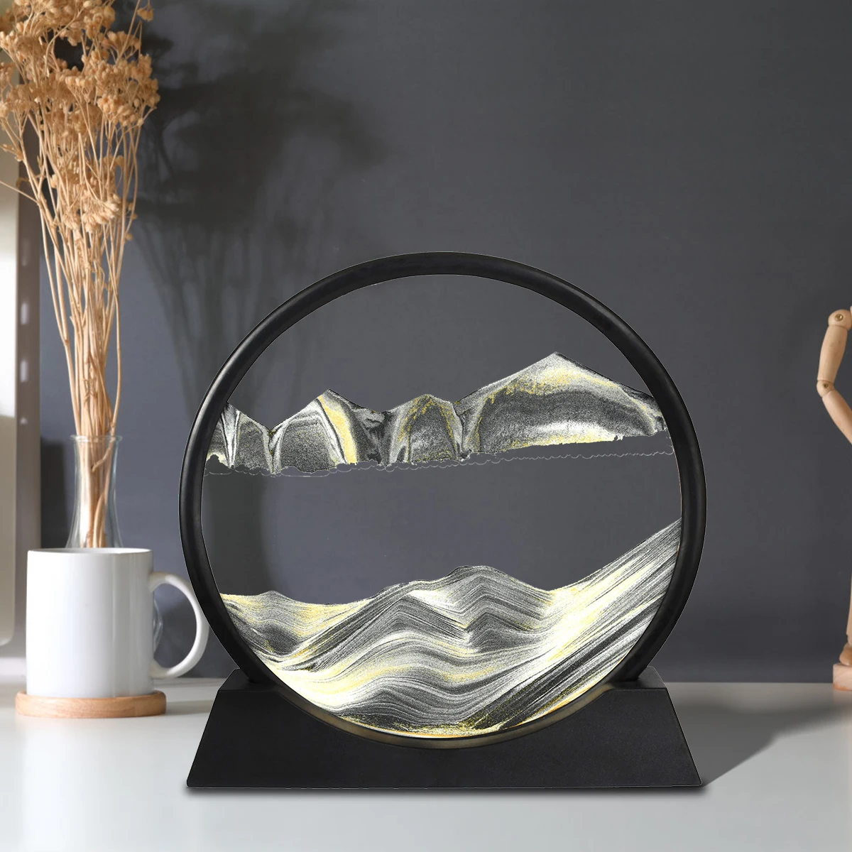 

Creative Moving Sand Art Picture Round Frame 3D Hourglass Deep Sea Sandscape In Motion Display Flowing Sand Art For home Decor