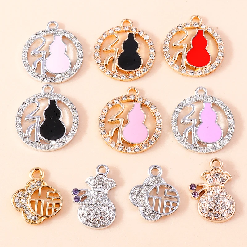 

10pcs Exquisite Crystal Traditional Chinese New Year Money Bag Lucky Fu Charm for Earrings Bracelet Necklace Pendant DIY Jewelry