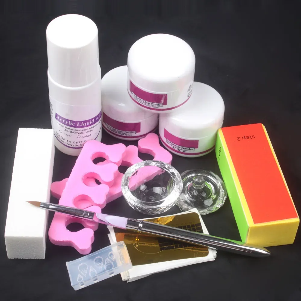

NEW2023 Nail Art Kit DIY Acrylic Liquid Powder Block Pen Toe separators Dappen Dish Tool Basic Sets US DROPSHIPPING