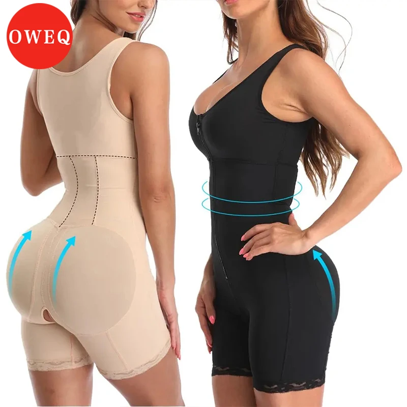 OWEQ Full Body Shapewear Compression Girdle Corrective Underwear Lace Enhancing Underwear Corset Slim Waist Butt Lifter Bodysuit