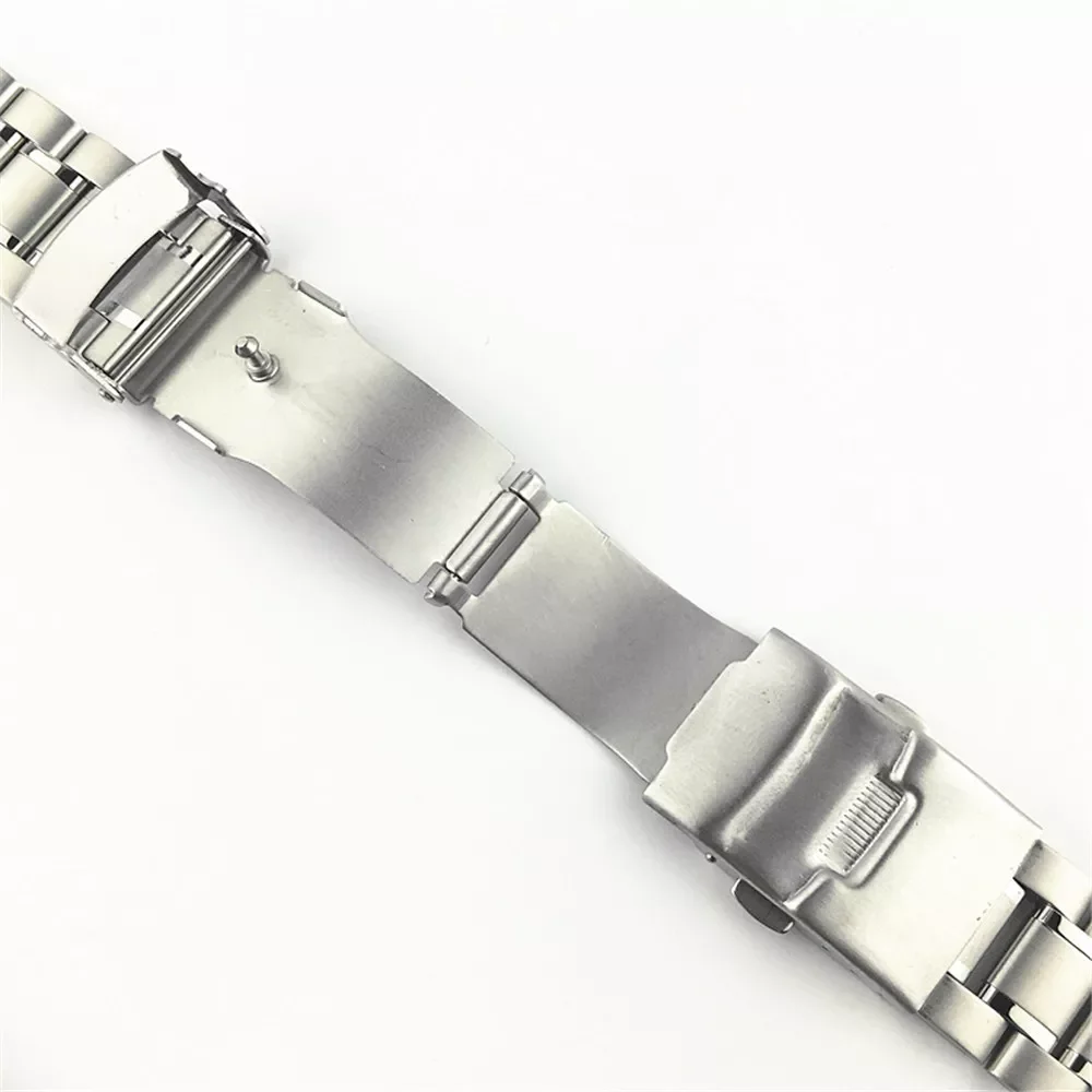 18mm 20mm 22mm 24mm Stainless Steel Curved End Watch Band Men Women Metal Solid Double Lock Buckle Strap Bracelet Accessories