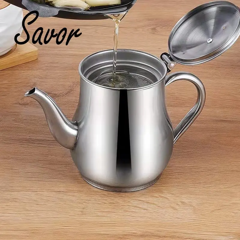 

Cooking Oil Filter Pot Container Oil 24/32oz Separator Bottle Stainless Steel Storage Pot Oil Tank With Filter Mesh For Kitchen