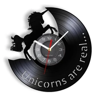 unicorns are real wall clock magical fly horse modern design home decor vintage vinyl record clock wall watch silent mechanism