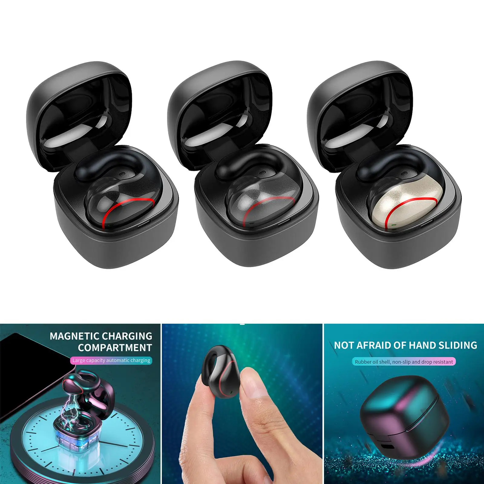 

Bone Conduction Earbuds with Charging Case True Wireless Headset Bluetooth 5.0 Large Capacity Earplugs for Gaming Sports Gym PC