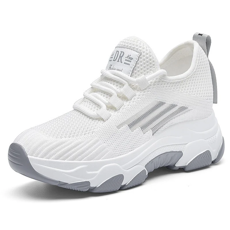

Женские сетчатые кроссовки, белые дышащие кроссовки на платформе с внутренним усилением, удобная спортивная обувь для женщин, лето 2022