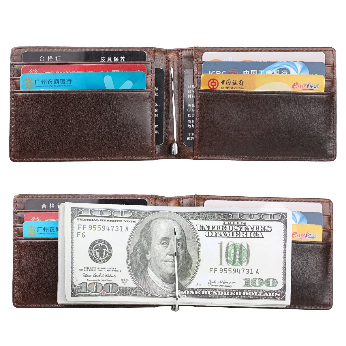 Тонкий кошелек из натуральной кожи для мужчин и женщин двойной бумажник с