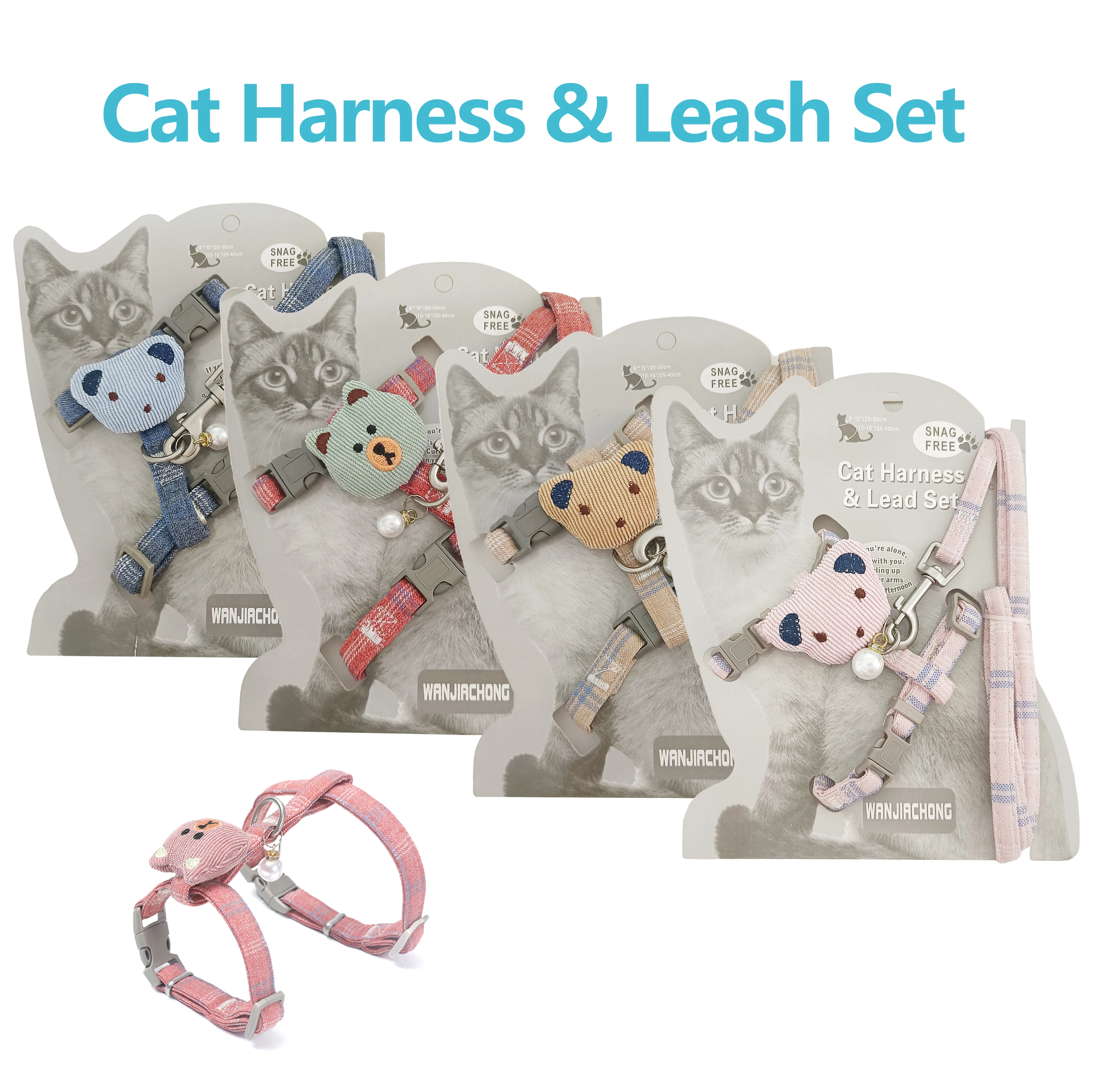 

Cotton Cats Collar Harness Leash I-shaped Adjustable Pet Traction Harness Belt Chest Strap Plaid Cat Harness Halter Collars