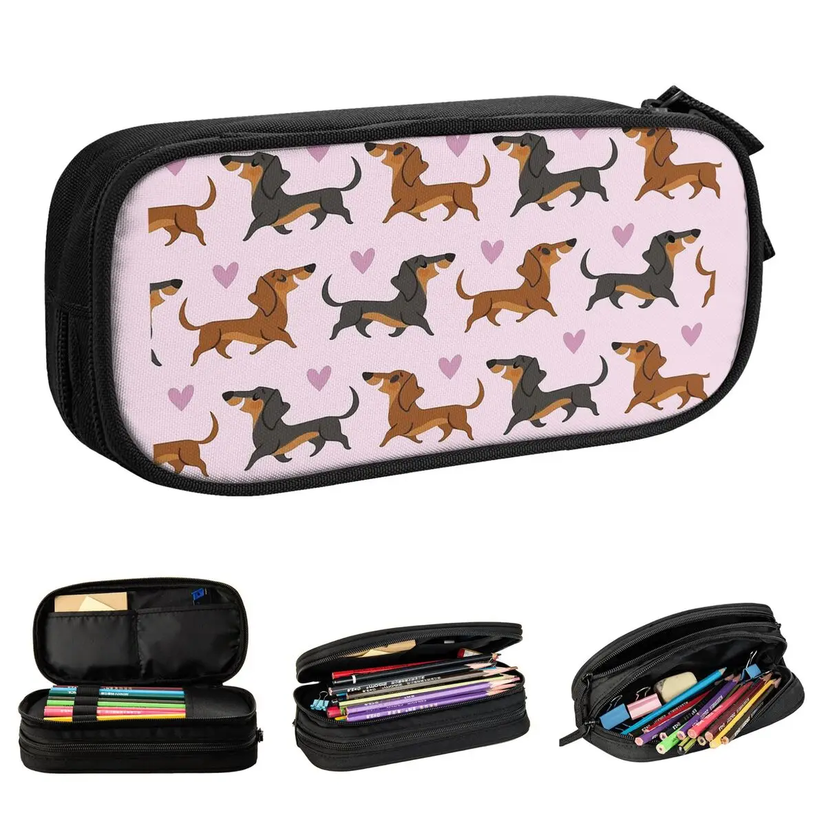 Dachshund Wiener Sausage Doxie Dog Lover Pencil Cases Pencilcases Pen Box Student Big Capacity Bag School Supplies Stationery