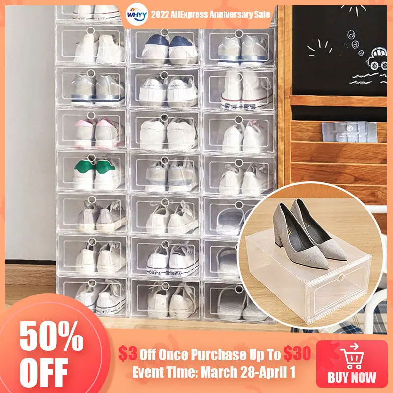 

Shoe Organizer Storage Box Transparent Plastic Drawer Type Home Rack Shoe Cabinet Dustproof Stackable Box Home Accessories
