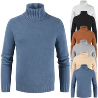 6 color autumn and winter new mens pullover slim high neck lapel solid color sweater base sweater
