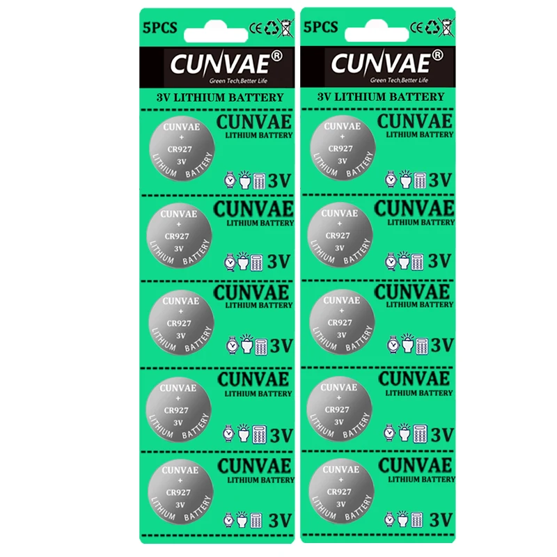 10 шт. CR927 CR1220 CR1225 Кнопочная батарея монетная 3 В литиевая одноразовая для часов 7