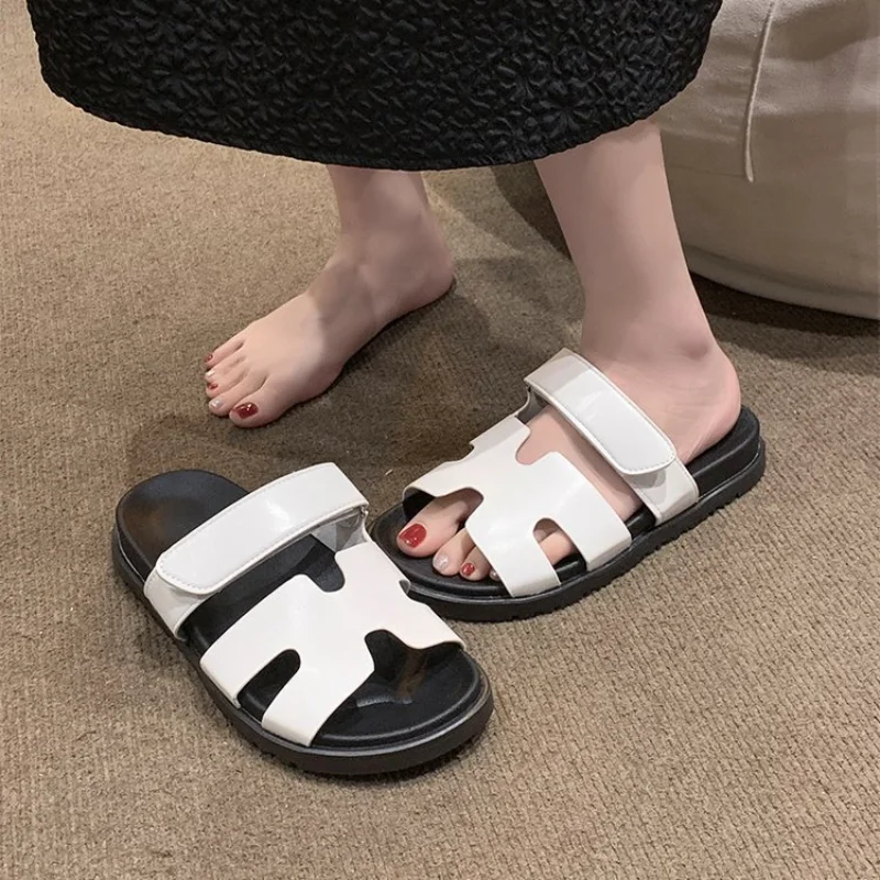 Fashion Hook Loop Women Shoes Solid Chunky Platform Sandals Open Toe Strappy Chaussures Femme Slip On Shallow Zapatillas Mujer