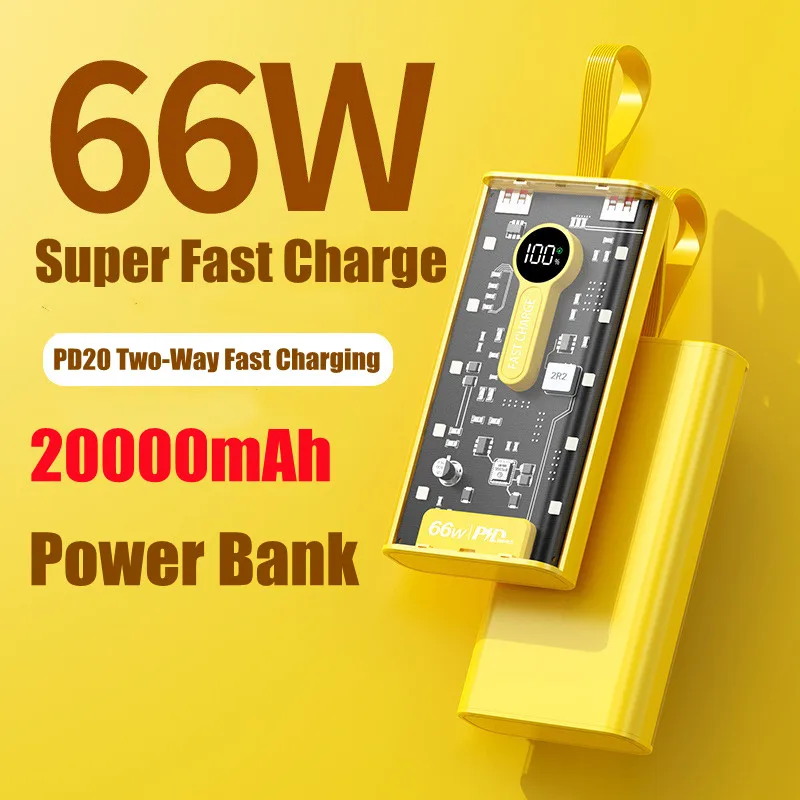 

Power Bank 20000mAh 66W Super Fast Charge Portable External Battery Fast Charger for Xiaomi Samsung iPhone Auxiliary Battery